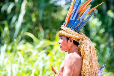 iquitos, peru. 22th september, 2022: portrait of unidentified indigenous at peruvian amazon