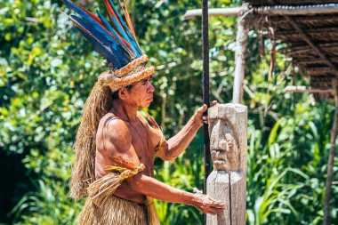 iquitos, peru. 22th september, 2022: portrait of unidentified indigenous at peruvian amazon