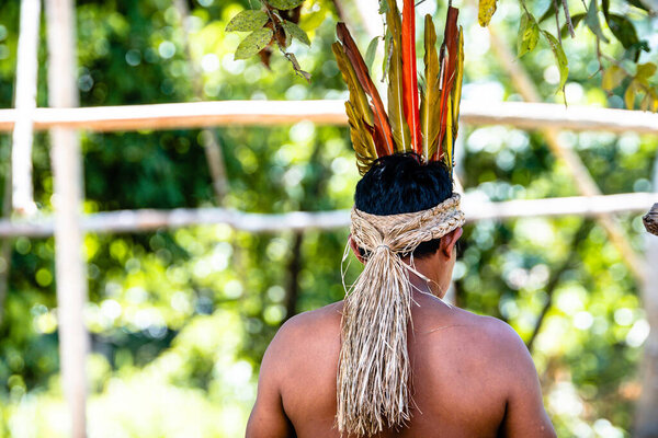 iquitos, peru. 22th september, 2022: portrait of unidentified indigenous at peruvian amazon