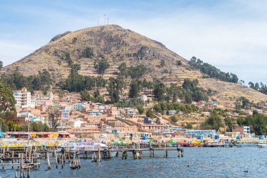 copacabana, bolivia. 25th october, 2022: panoramic view of copacabana bolivian town
