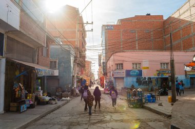 copacabana, bolivia. 25th october, 2022: panoramic view of copacabana bolivian town