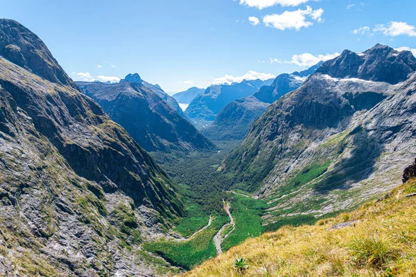 Pohled Národní Park Fiordland Novém Zélandu — Stock fotografie