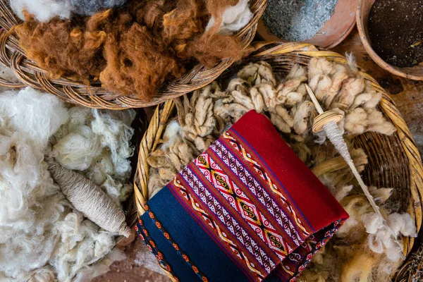 Peruanska Hantverk Tillverkade Alpaca Ull — Stockfoto