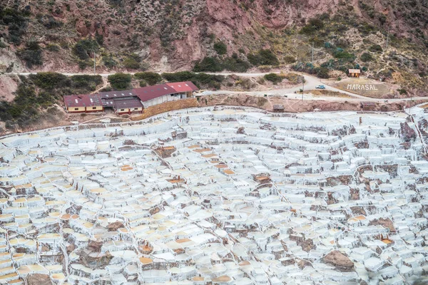 Panoramautsikt Över Maras Saltgruva Peru — Stockfoto