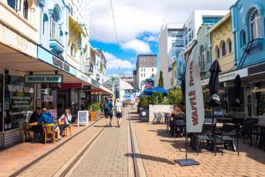 Christine Kilisesi, Yeni Zelanda. 14 Şubat 2023: Yeni Zelanda 'da şehir merkezinin sokak manzarası