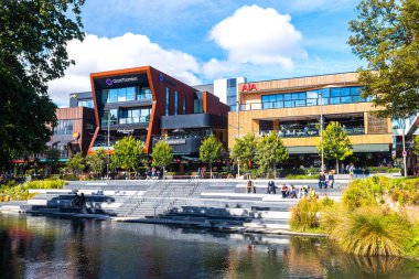 Christine Kilisesi, Yeni Zelanda. 14 Şubat 2023: Yeni Zelanda 'da şehir merkezinin sokak manzarası