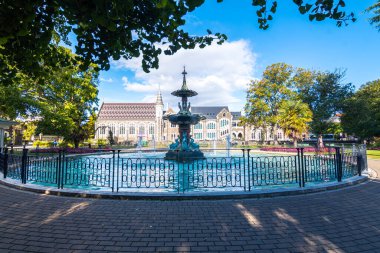 Christine Kilisesi, Yeni Zelanda. 14 Şubat 2023: Yeni Zelanda 'da şehir merkezinin sokak manzarası