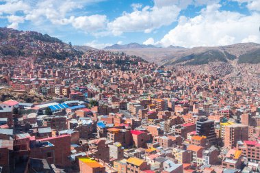 La paz, Bolivya. 14 Ekim 2023: La Paz şehrinin panoramik manzarası, Bolivya