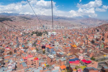 La paz, Bolivya. 14 Ekim 2023: La Paz şehrinin panoramik manzarası, Bolivya
