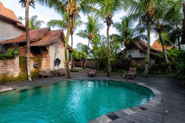 Ubud, Endonezya. 13 Mart 2023: Ubud, Endonezya 'daki balerin lüks villa manzarası