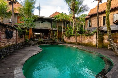 Ubud, Endonezya. 13 Mart 2023: Ubud, Endonezya 'daki balerin lüks villa manzarası