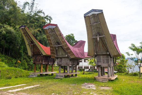 Maisons Traditionnelles Tana Toraja Dans Les Célébrités Indonesia — Photo