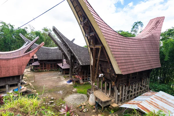 Тонгконан Являются Традиционными Домами Тораджа Основной Земли — стоковое фото