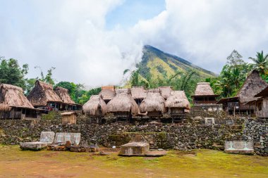 traditional thatched roof village of luba in flores island, indonesia clipart