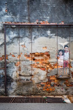 George Town, Malezya. 30 Nisan 2023: George Town, Malezya 'nın sokak manzarası