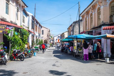 George Town, Malezya. 30 Nisan 2023: George Town, Malezya 'nın sokak manzarası