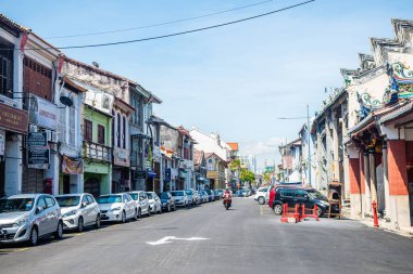 George Town, Malezya. 30 Nisan 2023: George Town, Malezya 'nın sokak manzarası