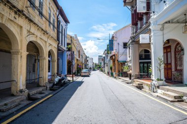George Town, Malezya. 30 Nisan 2023: George Town, Malezya 'nın sokak manzarası