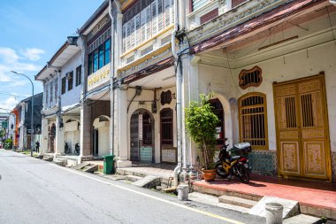 George Town, Malezya. 30 Nisan 2023: George Town, Malezya 'nın sokak manzarası