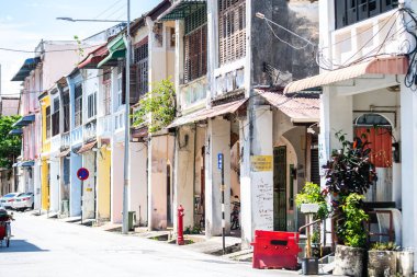 George Town, Malezya. 30 Nisan 2023: George Town, Malezya 'nın sokak manzarası