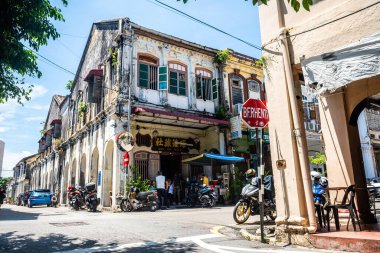 George Town, Malezya. 30 Nisan 2023: George Town, Malezya 'nın sokak manzarası