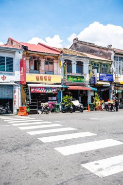 George Town, Malezya. 30 Nisan 2023: George Town, Malezya 'nın sokak manzarası