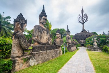 Vientiane, Laos 'taki ünlü Buda Parkı manzarası