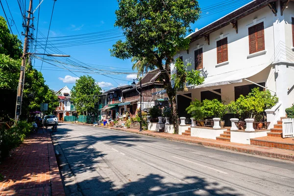 Utcára Néző Luang Prabang Város Laosz — Stock Fotó