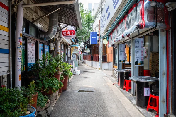 Seoulban Dél Koreában 2023 Július Kilátás Híres Myeong Dong Sétálóutcára — Stock Fotó