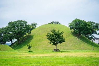  Güney Kore, Gyeongju 'daki ünlü Cheonmachong Parkı manzarası