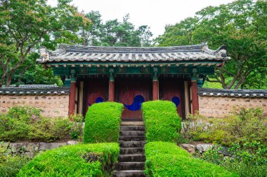  Güney Kore, Gyeongju 'daki geleneksel yangdong köyünün manzarası