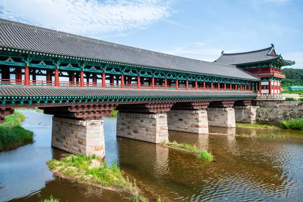 Vista Sul Ponte Legno Woljeonggyo Gyoengju Corea Del Sud — Foto Stock