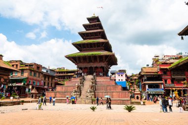 kathmandu, nepal. 25 Ağustos 2023: Bhaktapur, Kathmandu 'daki Durbar Meydanı