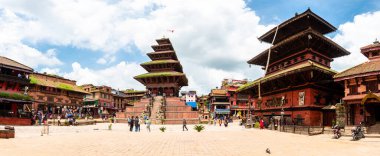 kathmandu, nepal. 25 Ağustos 2023: Bhaktapur, Kathmandu 'daki Durbar Meydanı