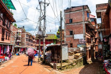 kathmandu, nepal. 25 Ağustos 2023: Bhaktapur, Kathmandu 'daki Durbar Meydanı