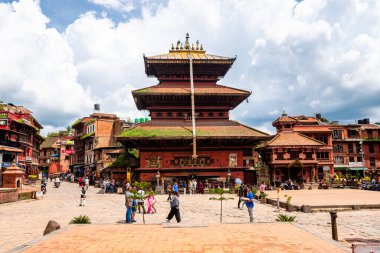 kathmandu, nepal. 25 Ağustos 2023: Bhaktapur, Kathmandu 'daki Durbar Meydanı