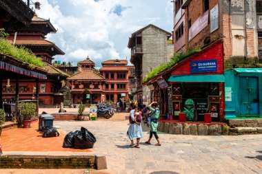 kathmandu, nepal. 25 Ağustos 2023: Bhaktapur, Kathmandu 'daki Durbar Meydanı