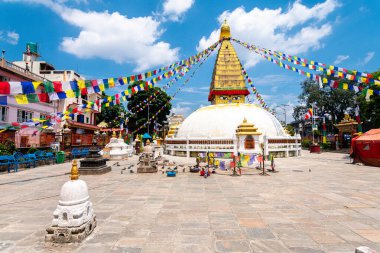 kathmandu, nepal. 25 Ağustos, 2023: Nepal stili stupa, Kathmandu, Nepal