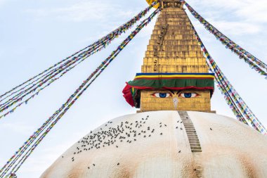 kathmandu, nepal. 25 Ağustos, 2023: Nepal stili stupa, Kathmandu, Nepal