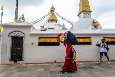 kathmandu, nepal. 25 Ağustos, 2023: Kathmandu 'nun eski şehir manzarası