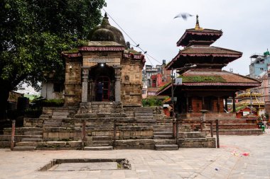kathmandu, nepal. 25 Ağustos, 2023: Kathmandu 'nun eski şehir manzarası