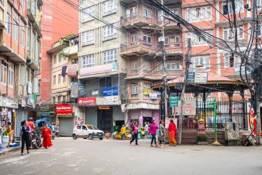 kathmandu, nepal. 25 Ağustos, 2023: Kathmandu 'nun eski şehir manzarası