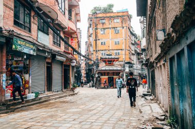 kathmandu, nepal. 25 Ağustos, 2023: Kathmandu 'nun eski şehir manzarası