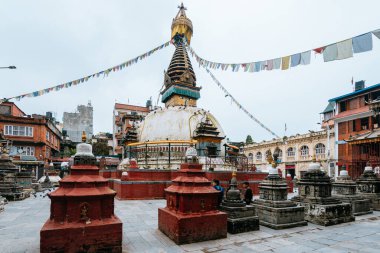 kathmandu, nepal. 25 Ağustos, 2023: Nepal stili stupa, Kathmandu, Nepal