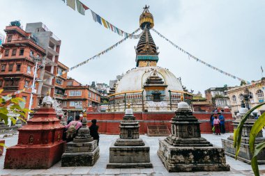 kathmandu, nepal. 25 Ağustos, 2023: Nepal stili stupa, Kathmandu, Nepal