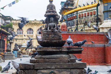 kathmandu, nepal. 25 Ağustos, 2023: Nepal stili stupa, Kathmandu, Nepal