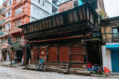 kathmandu, nepal. 25 Ağustos, 2023: Kathmandu 'nun eski şehir manzarası