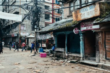 kathmandu, nepal. 25 Ağustos, 2023: Kathmandu 'nun eski şehir manzarası