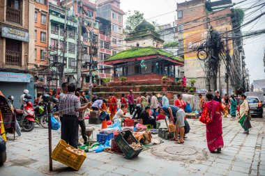 kathmandu, nepal. 25 Ağustos, 2023: Kathmandu 'nun eski şehir manzarası