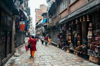 kathmandu, nepal. 25 Ağustos, 2023: Kathmandu 'nun eski şehir manzarası